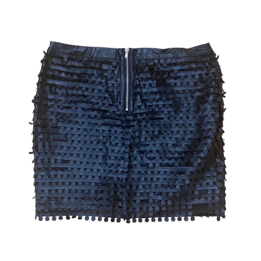 Vegan Leather Dot Fringe Mini Skirt - Picture 2 of 2